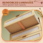 WLIVE Rattan Dresser for Bedroom, 4 Drawer Wood Boho Dresser Storage with Gold Metal Handle, Chest of Drawers for Living Room, Closet, Hallway, Light Oak