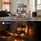 Reobrix Medieval Fishing Store Lighting Building Block Sets for Adults, Medieval Architecture Display or Home Office Decor, Creative Construction Building Kits 66007, Idea Gift for Adults