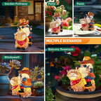 Solar Highland Cow Gnome Statue - Hand-Painted Resin Outdoor Decor for Garden & Yard, Unique Mothers Day Birthday Gifts for Grandma Women (Weatherproof)