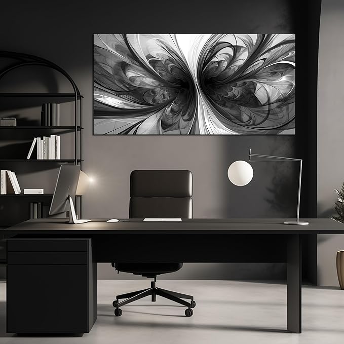 Large Abstract Canvas Wall Art Living Room Black Art Wall Decor for Office Teenage Boy Room Decor 29 x 59 Inch