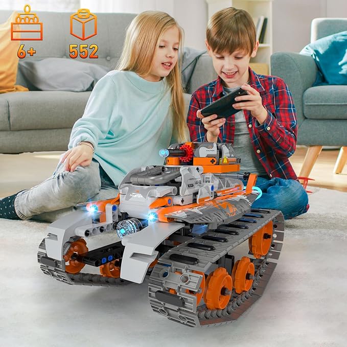 5in1 STEM Building Toys for Kids 6-14, Remote & APP Controlled Mech Robots/Heavy Tanks/Tracked Racer STEM Building Kit for Kid Science Learning, 552 Pcs DIY Building Blocks Set Gifts for Boys & Girls