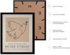 Poster Master Vintage Poster - Retro Minimalist Print - Gift for Artist, Friend - Dove Of Peace, Line Drawing, Sketch, Abstract - Wall Decor for Living Room, Bedroom, 11x14 Black Framed