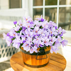 Artificial Flowers for Outdoors, 3 Bundles Fake Silk Azalea Bouquet Faux Flower Plants Outside Decoration UV Resistant Realistic Fake Flowers for Planter Front Door Patio Garden Walkways Home, Purple