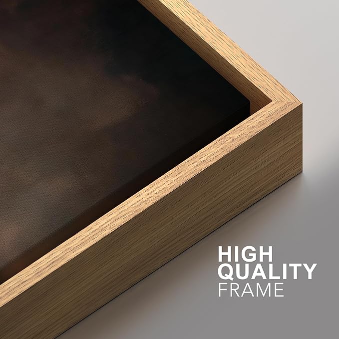 SIGNFORD Framed Canvas Print Wall Art Set Moody Dark Abstract Earth Tones Illustration Modern Art Decorative Nordic Nature for Living Room, Bedroom, Office - 16"x24"x2 Natural