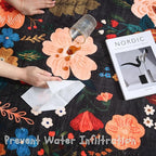 Round Rug 4ft Washable Circle Rug Non Slip Low Pile Boho Floral Small Circular Rug for Bedroom, Bathroom, Entryway, Kids Room, Office, College Dorm(Black)