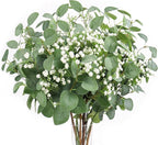 5pcs Eucalyptus Stems & 6pcs Babys Breath Artificial Flowers Faux Greenery Bouquets for Wedding Table Centerpiece Home Decor