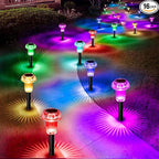 Solar Lights Outdoor Pathway Waterproof 16 Pack Color Changing LED Acrylic Mushroom Decorative Garden Lights for Yard Landscape Patio Outside Christmas Decorations