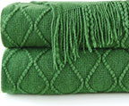 inhand Green Christmas Throw Blanket for Couch and Bed, Birthday Gifts for Women Teen Girl Friend Home Decor Knitted Twin Size Blanket, Outdoor Lightweight Farmhouse Warm Woven Decorative, 60"x80"