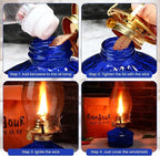 Tuanse 2 Pcs Oil Lamps for Indoor Use Vintage Hurricane Emergency Glass Oil Lamps Large Lantern Classic Decorative Oil Lamp for Home Tabletop Emergency Lighting Supplies(Royal Blue)