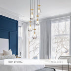 5-Light Raindrop Pendant Light Fixtures, Brass Glass Pendant Lighting, Teardrops Modern Hanging Light for Entryway Foyer Kitchen Island Dining Living Room Hallway