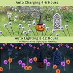 VOTTGO Halloween Solar Lights Outdoor, 8 Pack 48LED Scary Solar Eyeball Pathway Lights, 2 Modes Waterproof Swaying Solar Firefly Lights for Garden Yard Pathway Halloween Decorations, Purple + Orange