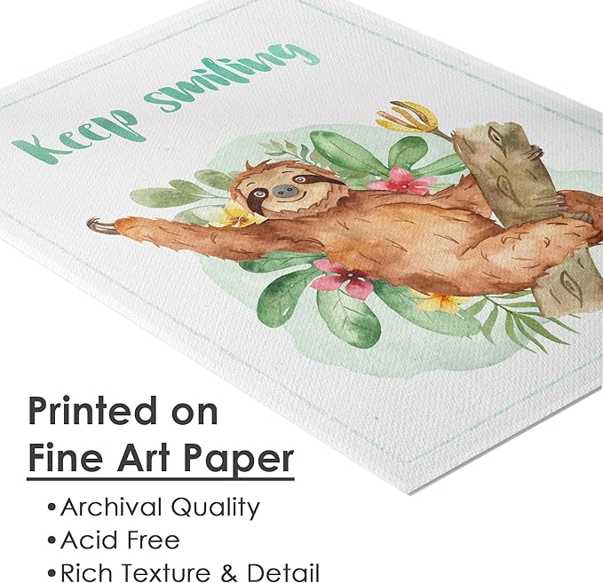 Sloth Art Prints (Set of 4) - Unframed - 11x14 | Perfect for Adding a Touch of Whimsy to Your Living Room, Bedroom, or Nursery | Ideal Wall Decor for Animal Lovers and Fans of Cute, Laid-back Decor