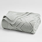 Longhui bedding Chunky Cotton Knit Throw Blanket for Couch, Sofa, Bed, or Chair, Decorative Breathable Fall Cable Knit Blanket 51 x 63 Inches, Grey