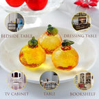 Glass Orange Figurine Crystal Fruit Collectibles Hand Blown Glass Fruits Tangerine Decoration Art Ornament for Home Office Kitchen Decor Gift for Women