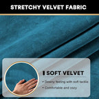 PrinceDeco Stretch Sofa Cushion Covers for Couches and Sofas,Soft Velvet Couch Seat Covers, Sofa Covers Washable, Seat Cushion Cover for 3 Couch Sofa Pet Friendly - Deep Teal, Each Width Up to 29.5"