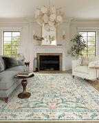 Wonnitar Large Living Room Rug, Floral 10 x 14 Machine Washable Area Rugs, Soft Boho Ultra-Thin Non-Shedding Indoor Aesthetic Carpet for Bedroom Dining Room Office