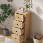 4 Drawer Dresser for Bedroom 36.81''Tall Modern Chest of Drawers with Fluted Panel Wood Storage Dresser Organizer with Deep Drawers for Nursery Living Room Hallway (1, Wood Color)