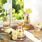 Amber Glass Bud Vases Set of 36, Mini Flower Vase for Centerpieces, Small Clear Vases in Bulk for Wedding Decorations, Vintage Vase for Table, Recepetion, Home Décor