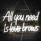 WLHOPE All you need is Brows Neon Sign White Led Neon Signs for Wall Decor, Nails Neon Signs USB Letter Neon Light Signs for Bedroom Girls Room Beauty Shop Nails Room Party Gift, Neon Nail Sign