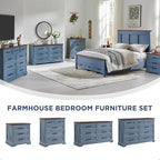 ACCOHOHO Farmhouse 9 Drawer Dresser for Bedroom, Blue