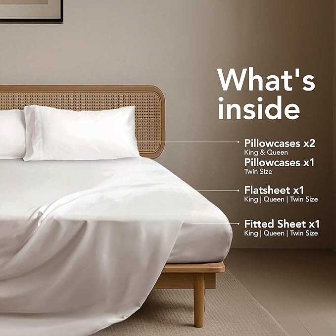 EPITEX Solid 4 Piece Queen Sheet Set - Viscose Derived from Bamboo, 1400 Thread Count, Breathable and Cooling Bed Sheets Set, Luxurious Silky Bedding for Hot Sleeper, Deep Pocket Up to 16'', Beige