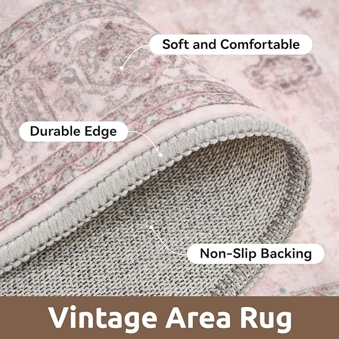 AMOAMI Vintage 3X10 Runner Rug Non Slip Soft Runners for Hallways Washable Hallway Runner Bedside Rugs for Bedroom Long Rug for Hallways Entryway Laundry Room Stair Kitchen Bathroom