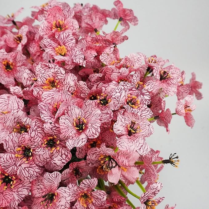 Uieke 72 Bundles Artificial Flowers for Outdoors UV Resistant Fake Silk Flowers No Fade Greenery Shrubs Plants for Outside Planter Home Garden Porch Window Box Spring Summer Décor (Pink)