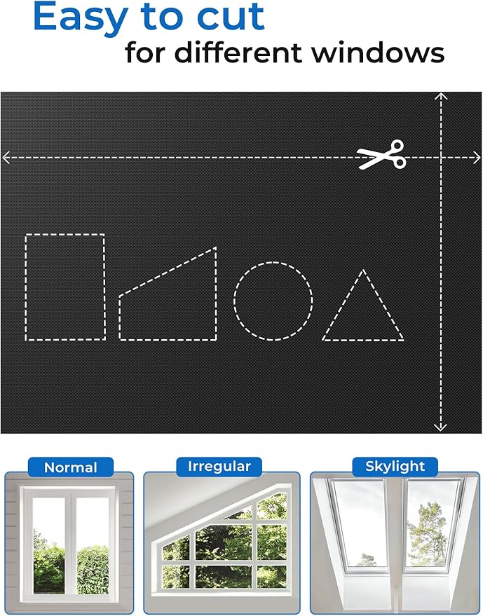 Sumobaby Blackout Curtains for Bedroom Portable 126”x59”Black Out Window Cover with Heat-Resistant Hook&Loop Tape,100%Blackout Shades,NoDrill Blinds for Windows DIY Cut Fit for Nursery&Dorm Room,Black