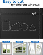 Sumobaby Blackout Curtains for Bedroom 96"x70"Portable Black Out Window Cover with Heat-Resistant Hook&Loop Tape,100% Blackout Shades No Drill Blinds for Windows DIY Cut Fit for Nursery,TV Room(Black)