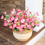 Hibiscus Artificial Flowers Plants for Outdoors Decoration, 6 Bundles Silk Hibiscus Bouquet Tropical Flowers Artificial Realistic UV Resistant Fake Flower for Outside Planter Porch Patio Balcony, Pink