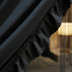 4 Corners Post Princess Curtain Bed Canopy Double Layer Cozy Mosquito Net Mesh and Cloth for Girls Adults Bedroom Decoration (Double-Black/Black, 64" W*82" L*82"*H/(Queen))