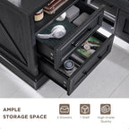 ACCOHOHO 18" Farmhouse Nightstand with Charging Station,End Table with 2 Drawers Storage,Side Table,Bedside Cabinet for Bedroom,Living Room,Black