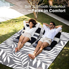 OLANLY Waterproof Outdoor Rug 5x8 ft, Reversible Outdoor Plastic Straw Rug with Leaf Pattern, RV Mat, Indoor Outdoor Carpet for Patio, Camping, Balcony, Deck, Backyard, Grey & White