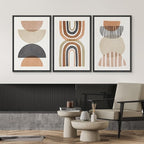 SIGNWIN Framed Canvas Print Wall Art Set Geometric Rainbow Semi-Circle Collage Abstract Shapes Illustrations Modern Art Contemporary Minimal Ultra for Living Room, Bedroom, Office - 16"x24"x3 Black