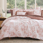 Full Comforter Set -7 Pieces Pink Floral Comforter Set for All Seasons, Bed in a Bag Full with Botanical Flowers Comforter, Sheets, Pillowcases & Shams