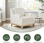 Oversized Accent Chair, Modern Boucle Armchair with Wood Legs, Modern Reading Chair with Thick Cushion, Comfy Chairs for Living Rooms, Bedrooms, Reading nooks and Apartments