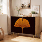 SIGNWIN Sideboard Buffet Cabinet, Kitchen Storage Cabinet with 2 Doors, Brown Clover Leaf Close Up, Cupboard Console Table for Dining Room - 35" L x 18" W x 29" H