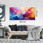 GUGIKA Abstract Wall Art for Living Room, Colorful Canvas Wall Decor for Bedroom, Picture Print, Size 48x24 Inches