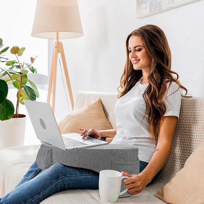 Reading Pillow for Lap & Gaming, Memory Foam Lap Desk Pillow, Extra Large Arm Rest Pillow for Adult, Laptop Pillow for Lap, Reading, Working, Gaming or Sitting in Bed, Floor, Sofa