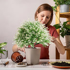 Artificial Campanula with White Bellflower Garden Accents, Set of 2, 22 Inches with Metal Stands, Faux Ornamental Grass Decor for Outdoor Lawn & Patio