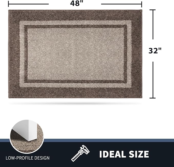PURRUGS Dirt Trapping Door Mat 32" x 48", Non-Slip/Skid Machine Washable Entryway Rug, Shoes Scraper, Area Rug, Super Absorbent Welcome Mat for Muddy Wet Shoes and Paws, Beige & Grayish Brown