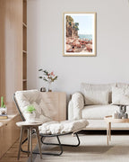 HesenDot Natural OAK Wood Framed Summer in Positano Wall Art,12x16in Italy Amalfi Coastal Canvas Wall Print,Arienzo Beach Umbrellas Poster Wall Decor for Living Room,Bedroom,Office Gallery Set of 1