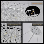 Modern Chandeliers,47.24in Rectangular Crystal Chandelier Chrome, 13-Light Farmhouse Raindrop Chandelier Pendant Light Fixture for Living Room, Kitchen Island 13-Light