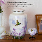 Olivia Memorials White Urn for Ashes Women Men Adult | Hummingbird Urn for Female Male Carefully Handcrafted Cremation Urn for Mom Mother Dad Dog Pet
