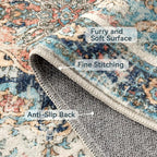 Topllen Washable Area Rug - Area Rug 6'x9' Boho Soft Living Room Rug, Non-Slip Large Area Rugs Indoor for Dining Room Livingroom Bedroom, Vintage Rug (Multi, 6x9ft)