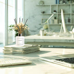 Flower Reed Diffuser Set,5.1oz White Jasmine Scent Diffuser with Sticks Home Fragrance Reed Diffuser with Essential Oil for Bathroom Shelf Decor&Air Freshener,Home Bathroom Office Decor&Gifts