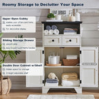 Bathroom Floor Cabinet, Farmhouse Storage Cabinet, 24" Wide Cabinet with Drawer, Adjustable Shelf, Barn Doors, Cabinets for Bathroom, Kitchen, Living Room, Off White