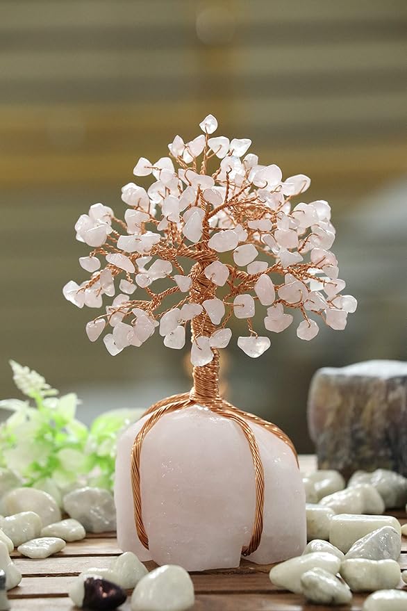 Rose Quartz Crystal Tree with Rose Quartz Stone Base Tree of Life Decor for Bedroom, Birthday Gifts for Women, Sister Gift, Birthday Gifts for Mom, Cute Home Decor Pink Housewarming Present