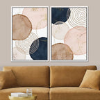 SIGNFORD Framed Wall Art Print Set Pastel Watercolor Vibrant Circle Collage Abstract Shapes Illustrations Modern Minimalist Relax/Calm Multicolor for Living Room, Bedroom, Office - 16"x24"x2 White