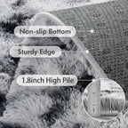 5x7 Ft Large Shag Rugs for Bedroom Living Room Decor for Men Boys, Tie Dyed Ultra Soft Fluffy Furry Area Rug for Indoor Floor, Aesthetic Carpet for Home Decor (Black White)